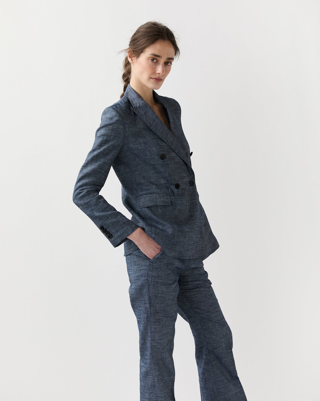 Concetta Jacket in Indigo Cotolino Chambray