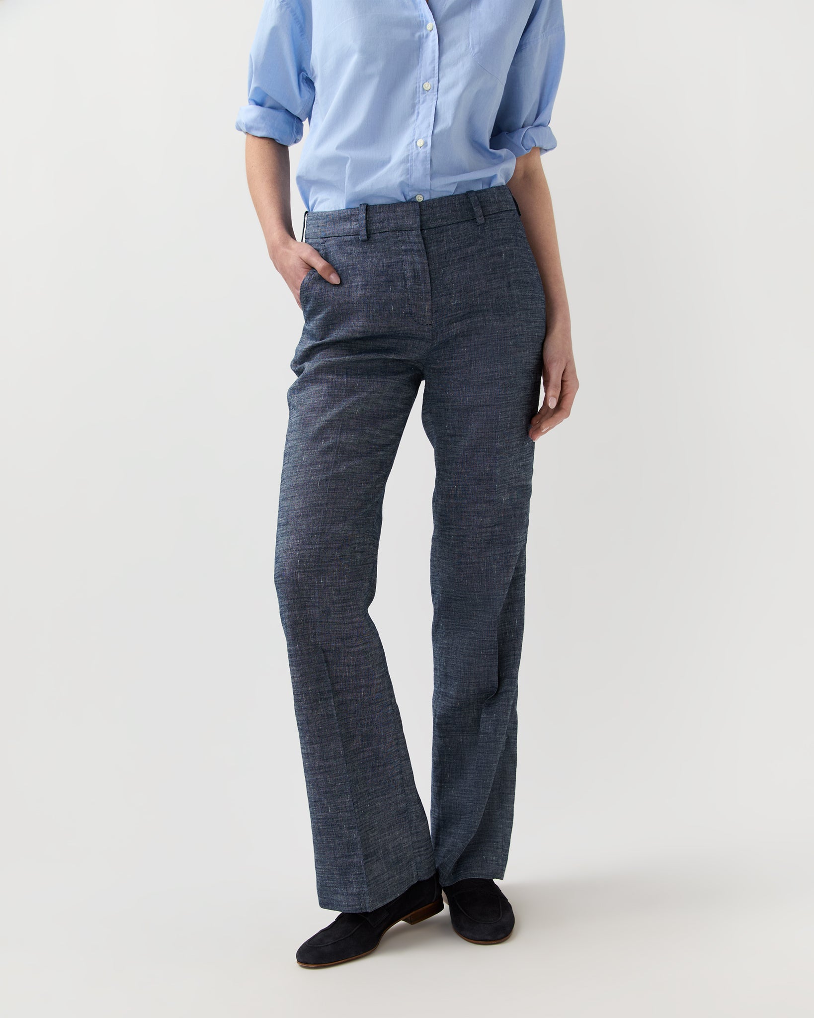 Lane Pant in Indigo Cotolino Chambray | Shop Ann Mashburn