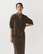Load image into Gallery viewer, Violetta Top in Brown/Ivory Speckled Knit
