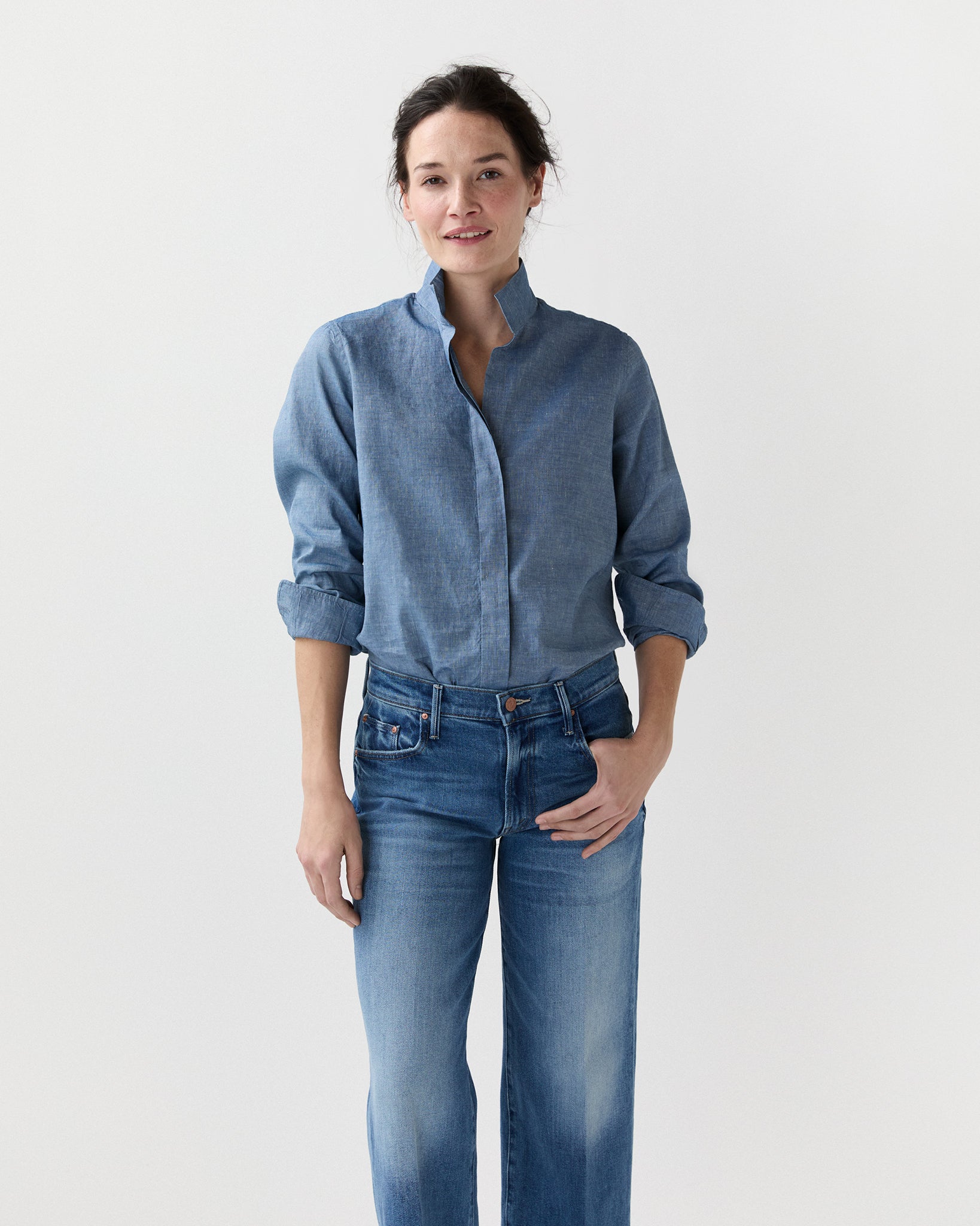 Mel Shirt in Washed Cotolino Chambray | Ann Mashburn | Shop Ann