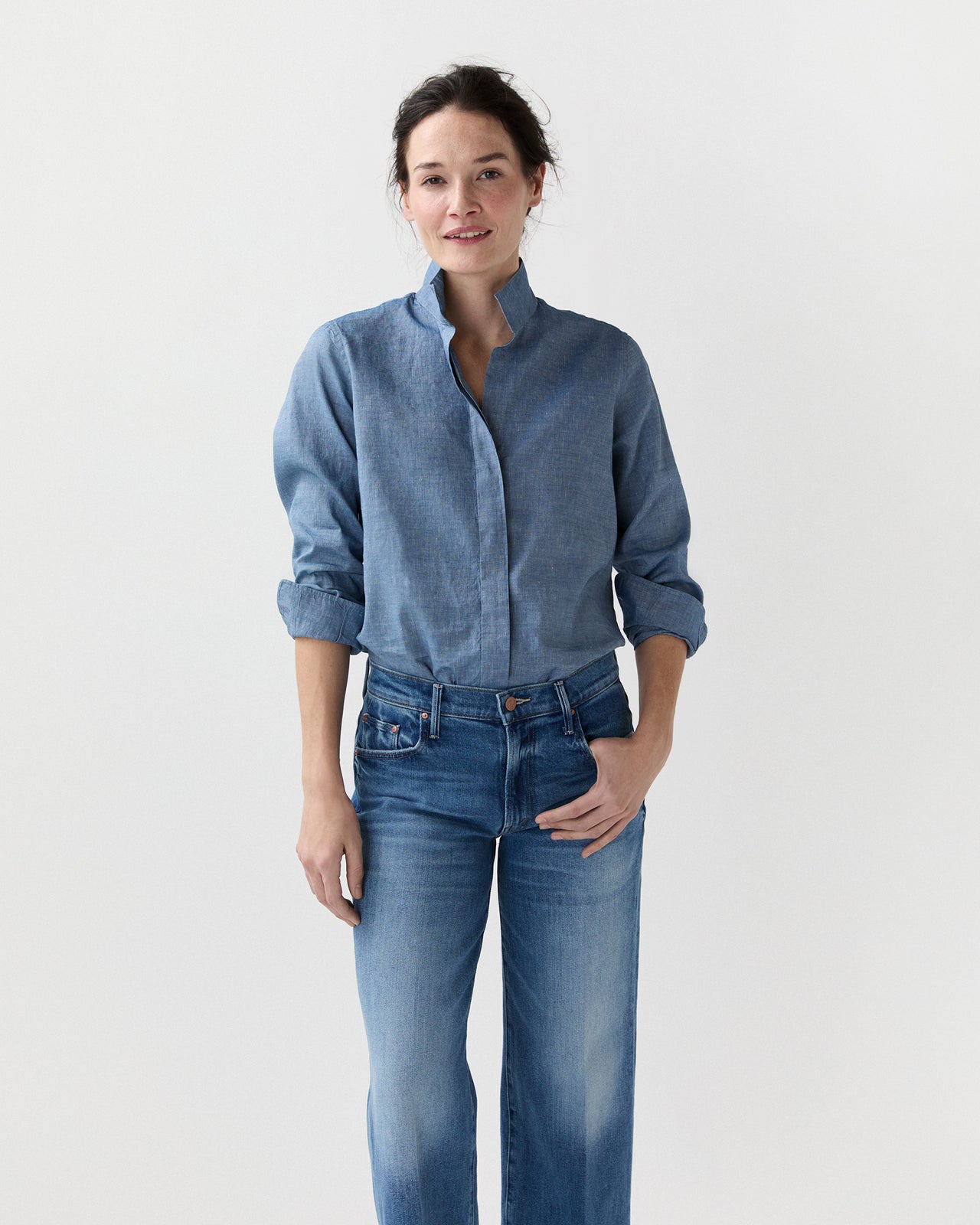 Mel Shirt in Extra Light Washed Cotolino Chambray