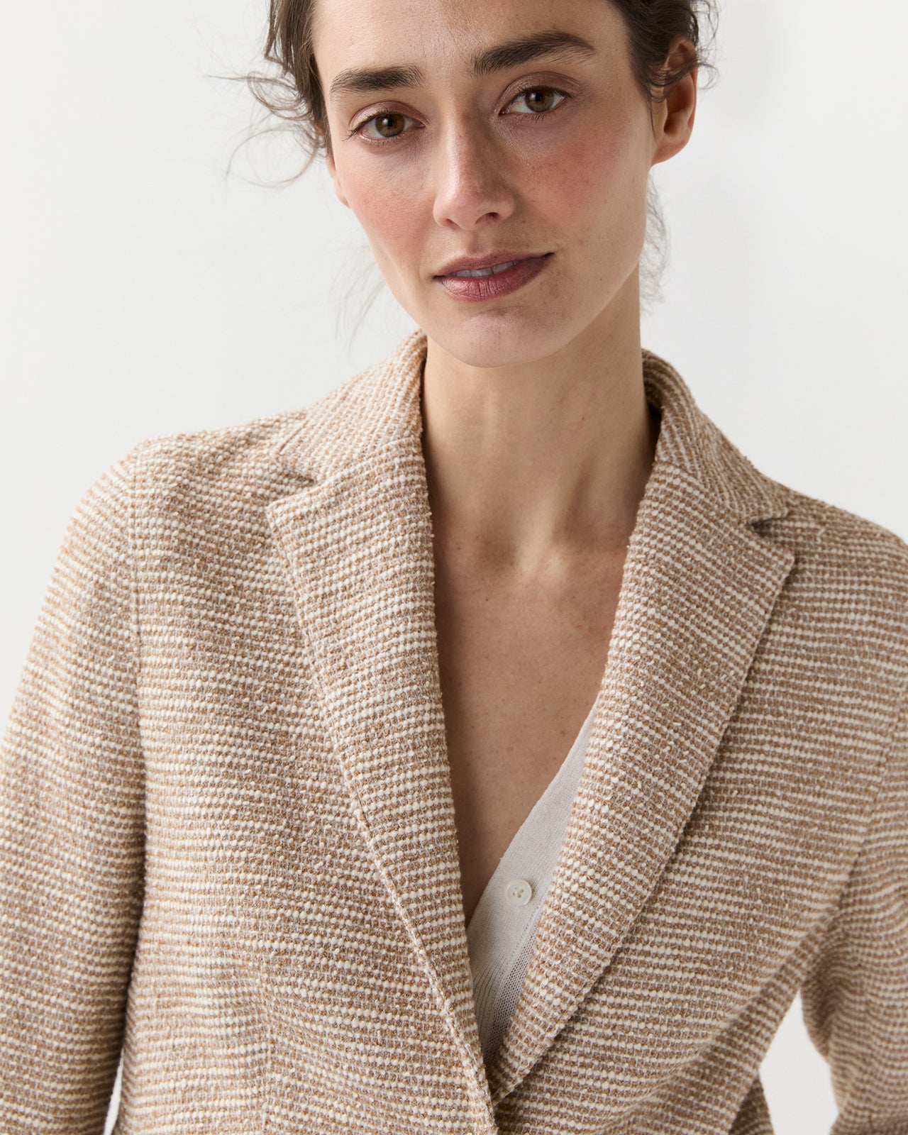 Palmer Jacket in Straw/Ivory Knit