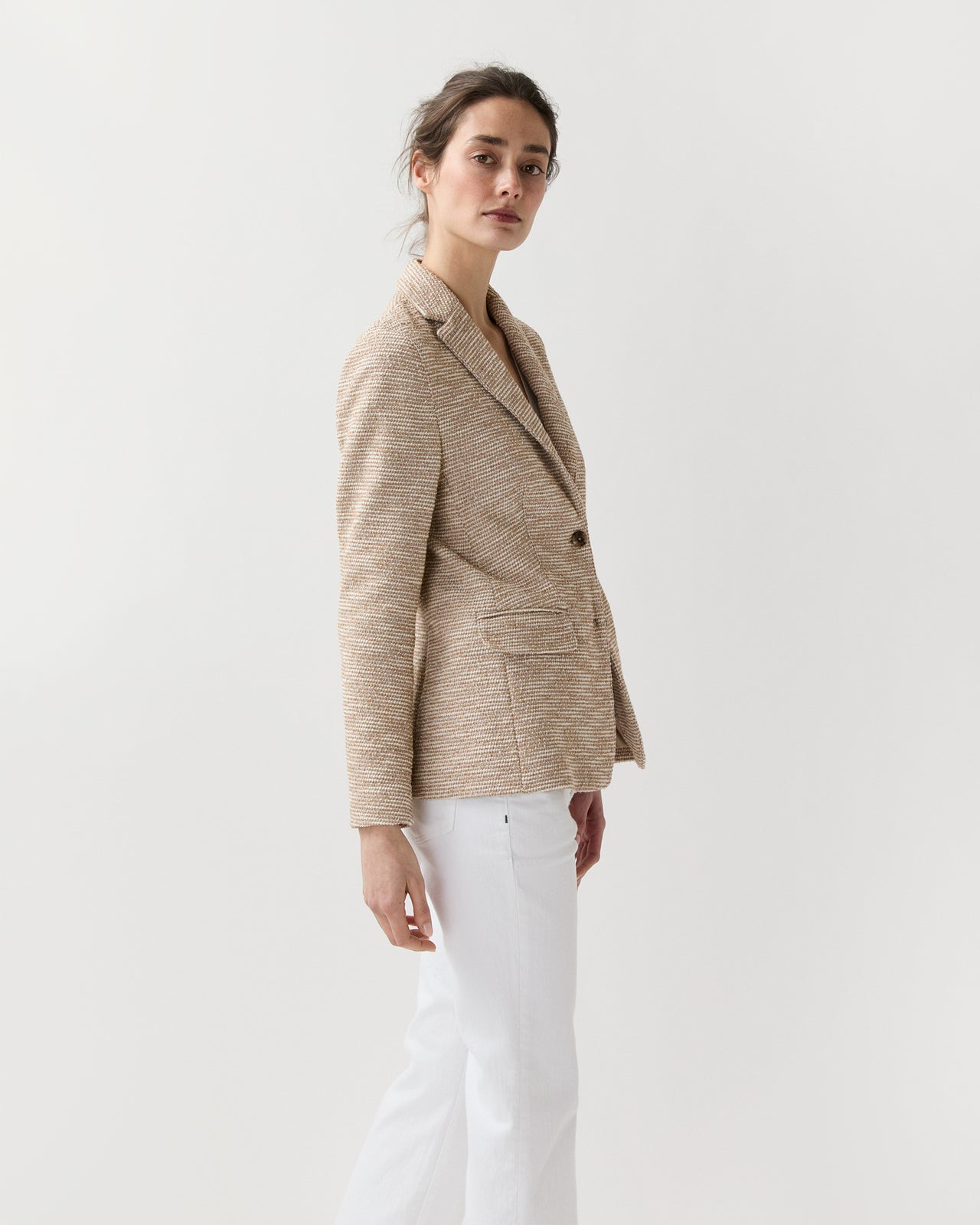 Palmer Jacket in Straw/Ivory Knit