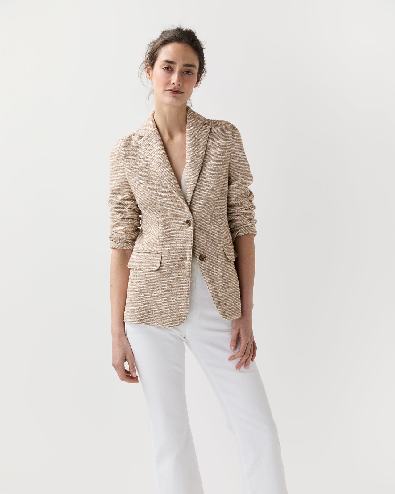 Palmer Jacket in Straw/Ivory Knit
