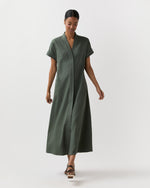 Load image into Gallery viewer, Lianna Dress in Olive Stretch Cotolino
