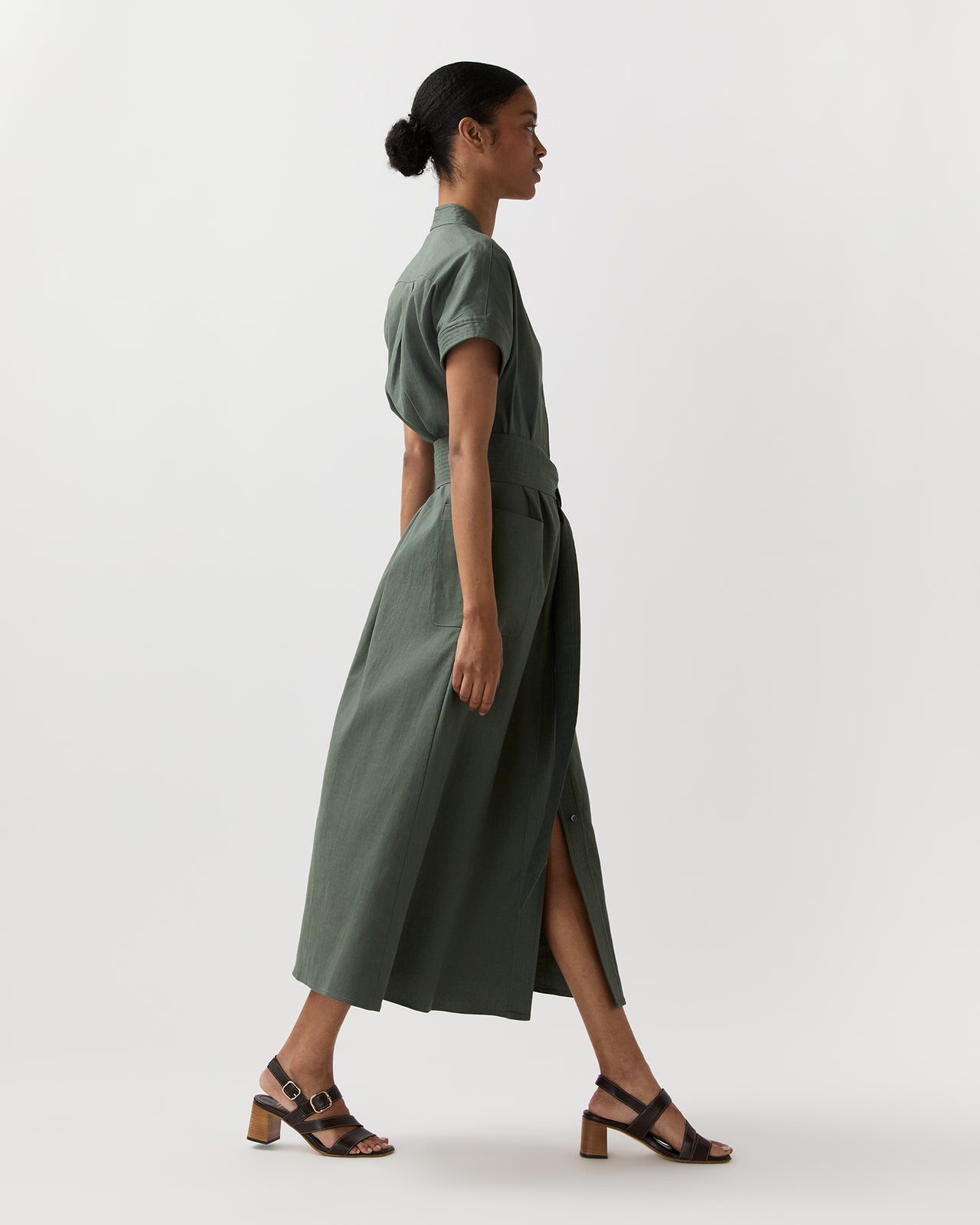 Lianna Dress in Olive Stretch Cotolino