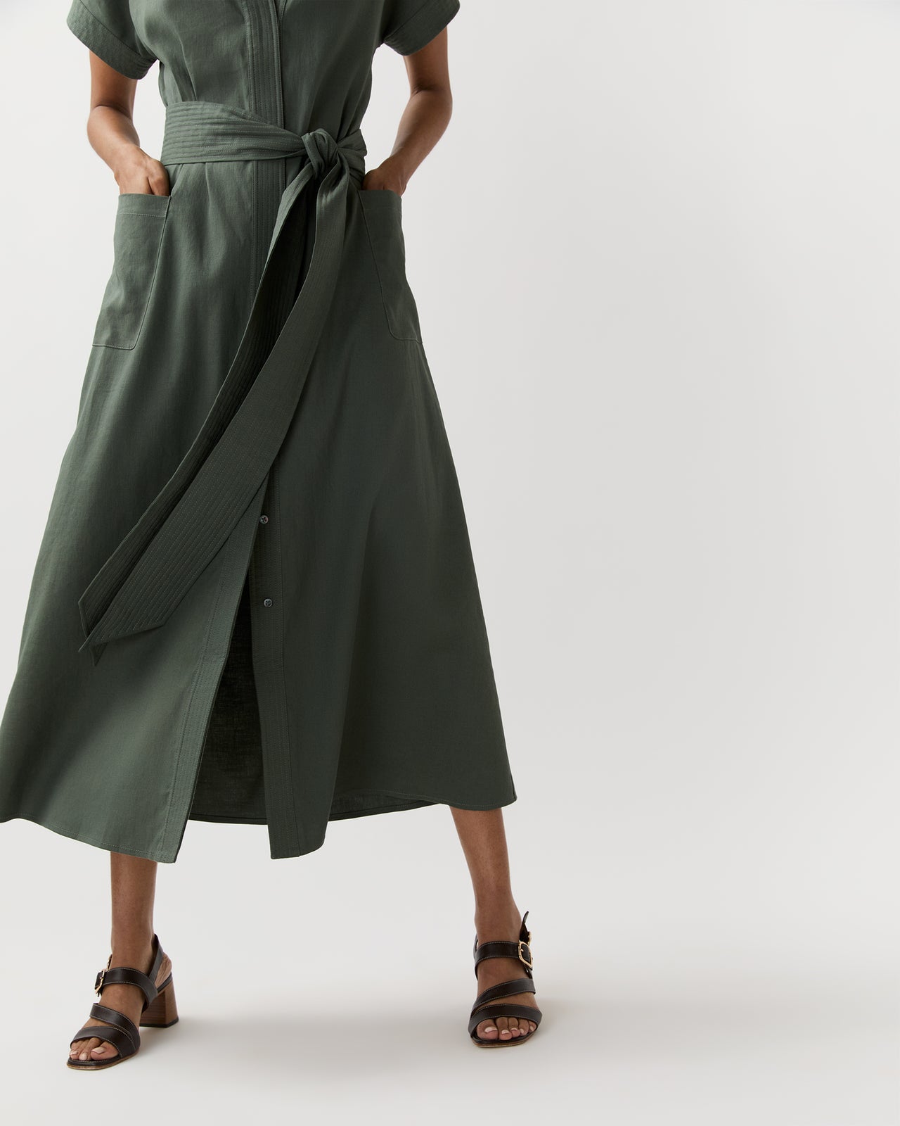 Lianna Dress in Olive Stretch Cotolino