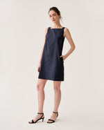 Load image into Gallery viewer, Madelyn Dress in Navy Stretch Cotolino
