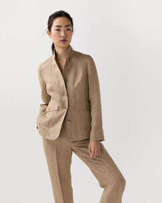 Cecile Jacket in Flax Linen Twill