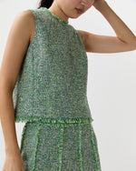 Load image into Gallery viewer, Cropped Mimi Top in Grass/Multi Speckled Tweed
