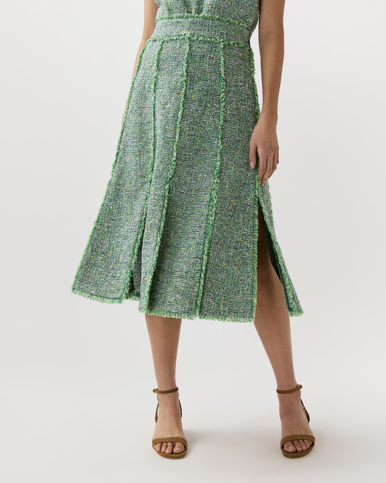 Kyle Skirt in Grass/Multi Speckled Tweed