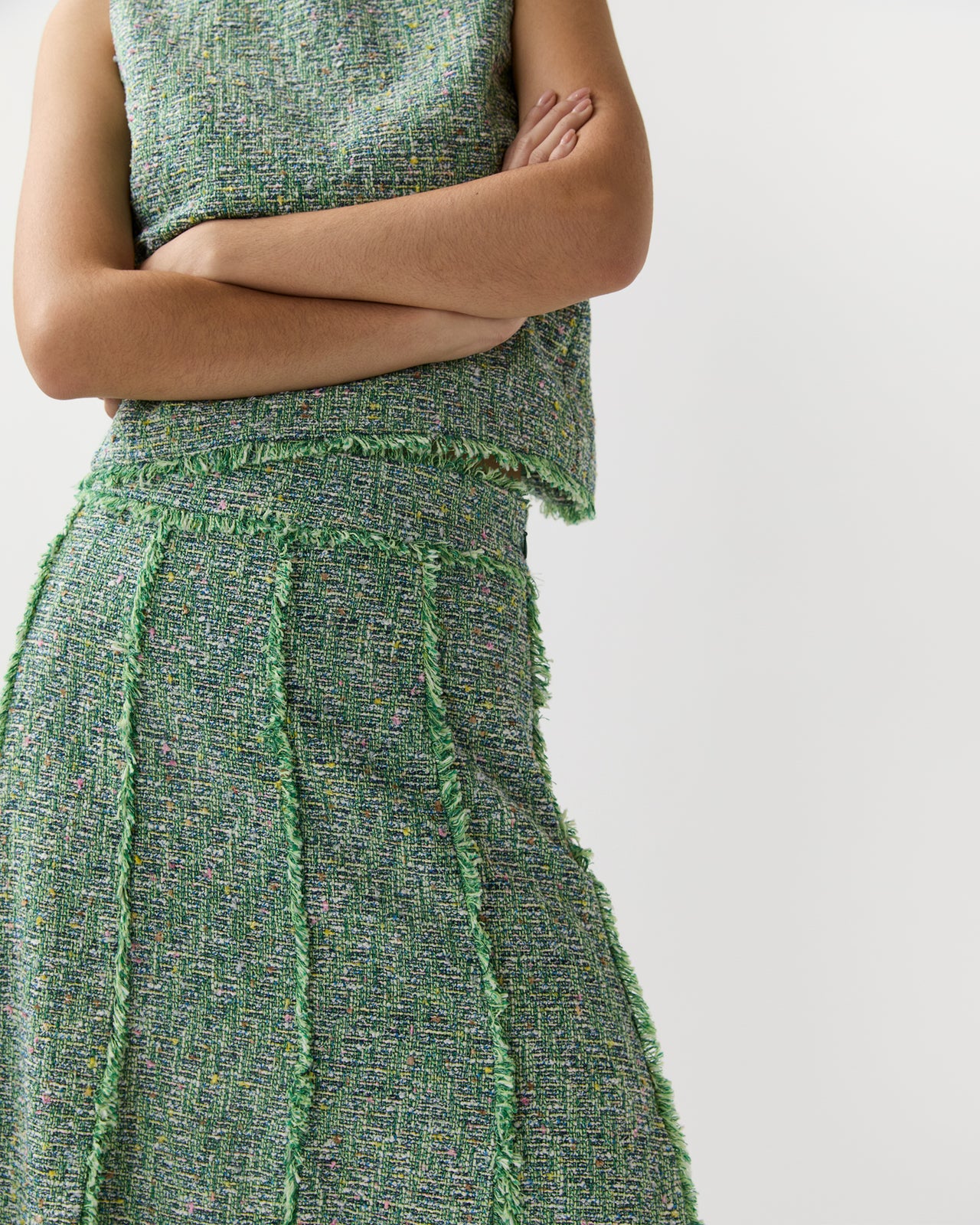 Kyle Skirt in Grass/Multi Speckled Tweed