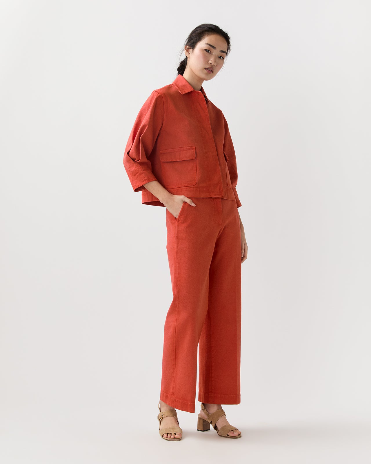 Alixe Jacket in Orange Stretch Canvas