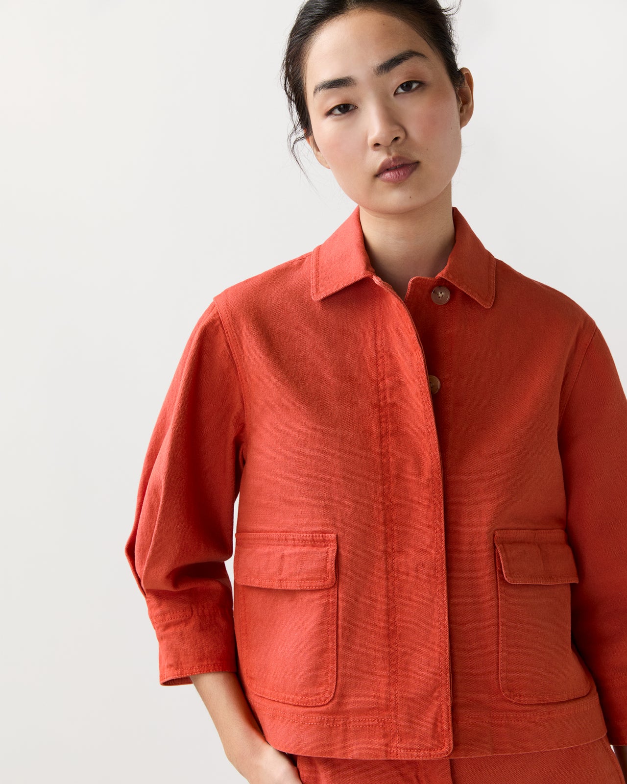 Alixe Jacket in Orange Stretch Canvas