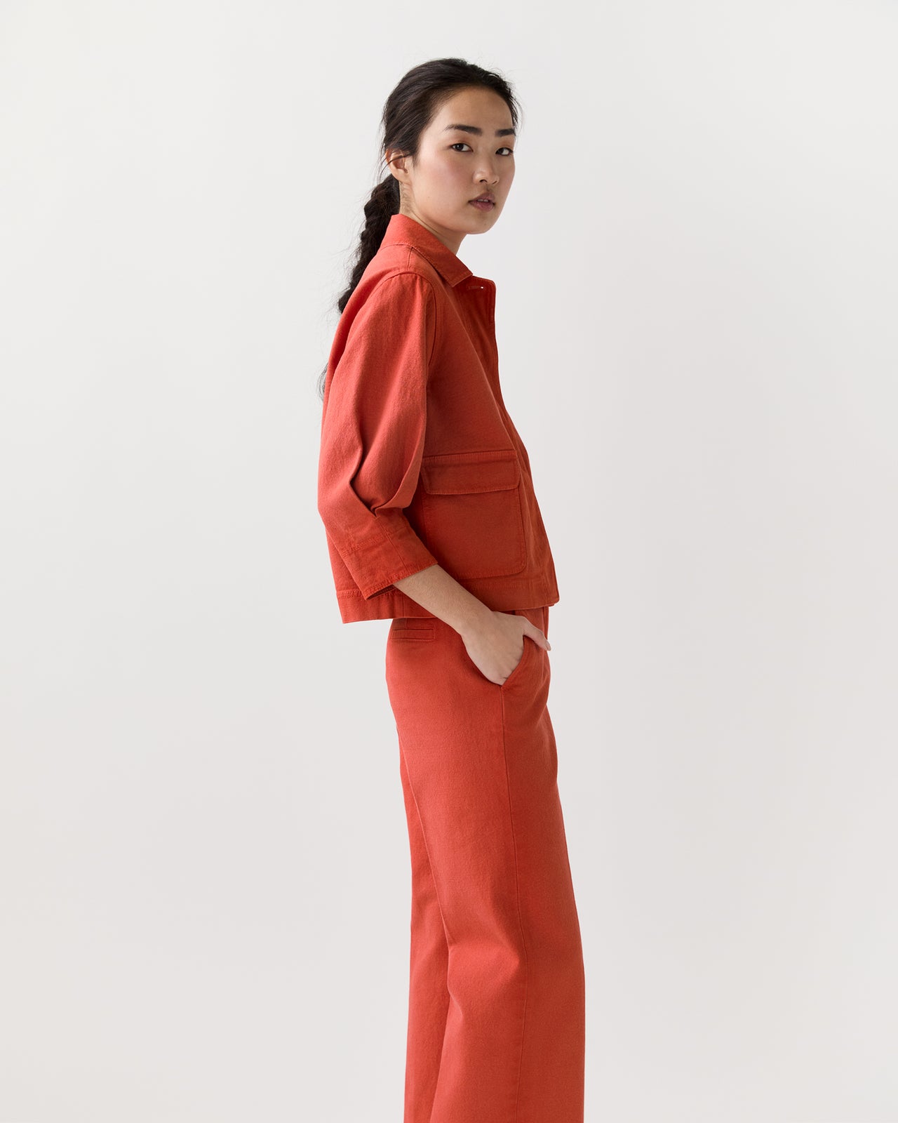 Alixe Jacket in Orange Stretch Canvas