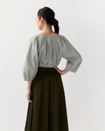 Load image into Gallery viewer, Victoria Blouse in Olive Gingham Sahara Linen
