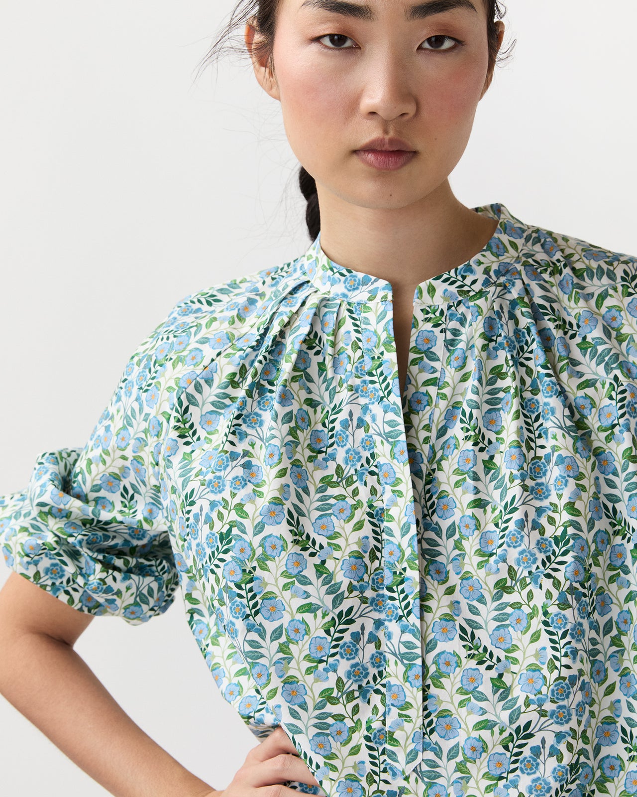 Sienna Top in Blue/Green Viger's Vine Liberty Fabric