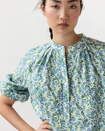 Load image into Gallery viewer, Sienna Top in Blue/Green Viger's Vine Liberty Fabric
