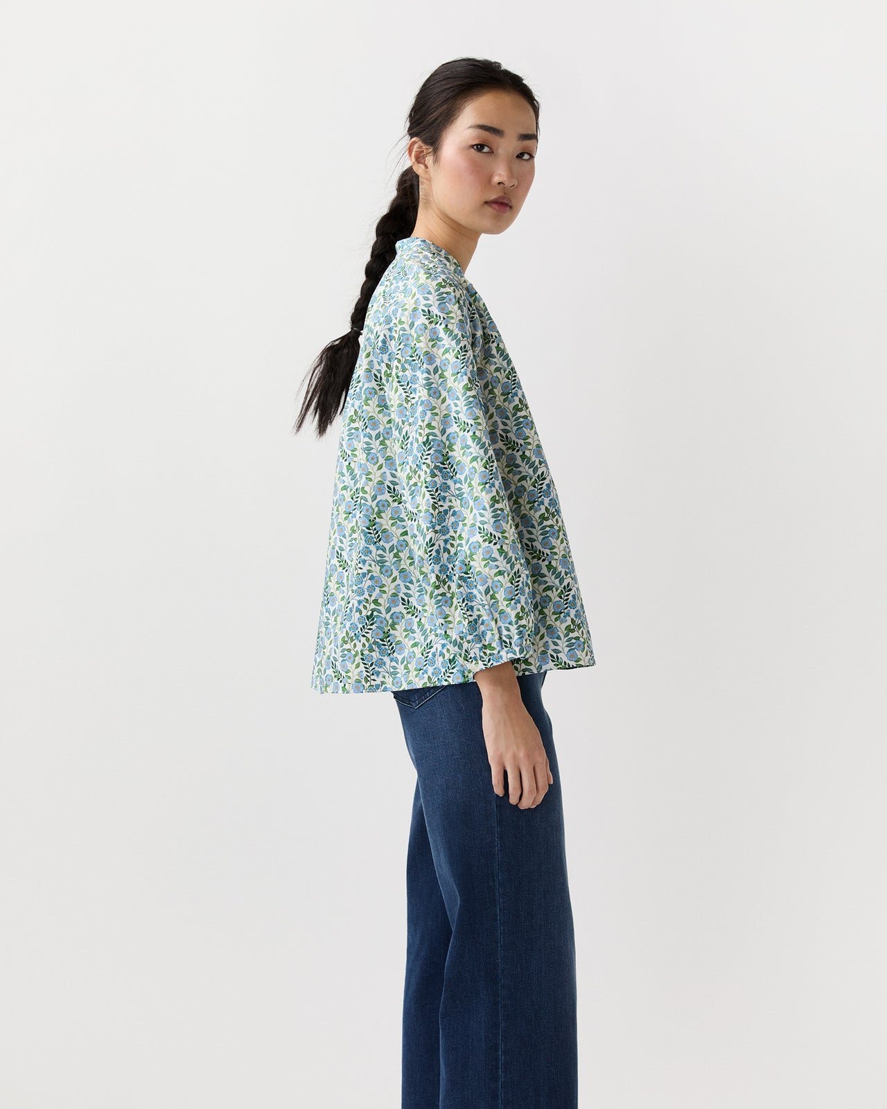 Sienna Top in Blue/Green Viger's Vine Liberty Fabric