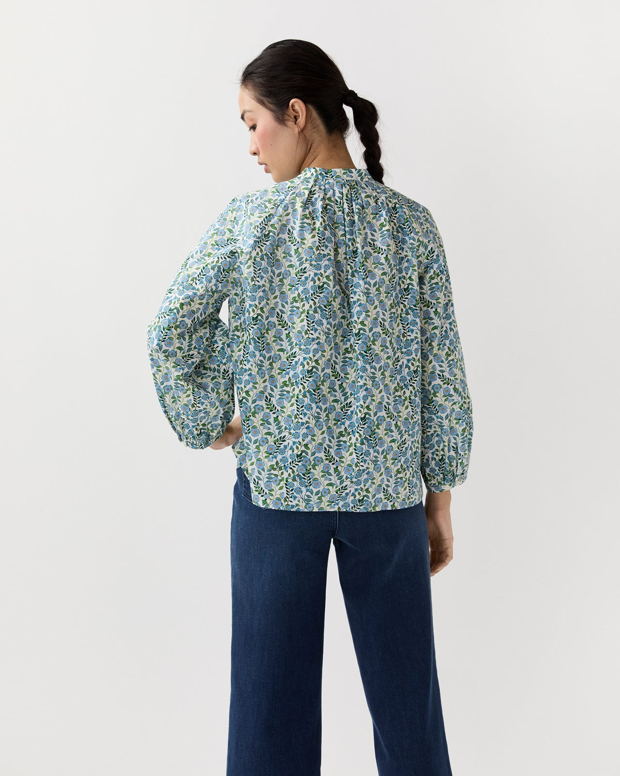 Sienna Top in Blue/Green Viger's Vine Liberty Fabric
