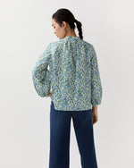 Load image into Gallery viewer, Sienna Top in Blue/Green Viger's Vine Liberty Fabric
