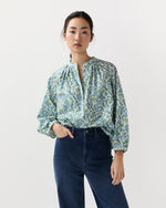 Load image into Gallery viewer, Sienna Top in Blue/Green Viger's Vine Liberty Fabric

