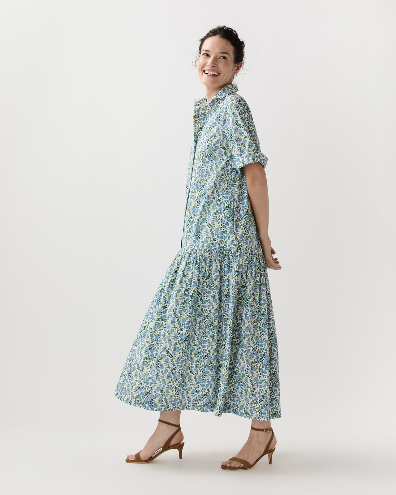 slim fit dress slacks Final Sale Plus Size Faux Wrap Dress in Royal Blue Green and Fuchsia F –  Chic And Curvy main image 0