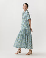 Load image into Gallery viewer, Nathalie Dress in Blue/Green Viger's Vine Liberty Fabric
