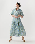Load image into Gallery viewer, Nathalie Dress in Blue/Green Viger's Vine Liberty Fabric
