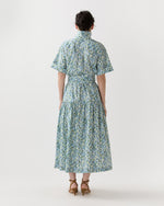 Load image into Gallery viewer, Nathalie Dress in Blue/Green Viger's Vine Liberty Fabric
