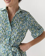 Load image into Gallery viewer, Nathalie Dress in Blue/Green Viger's Vine Liberty Fabric
