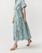 Load image into Gallery viewer, Nathalie Dress in Blue/Green Viger's Vine Liberty Fabric
