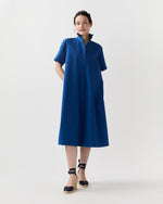 Load image into Gallery viewer, Riley Dress in Marine Paperweight Stretch Poplin
