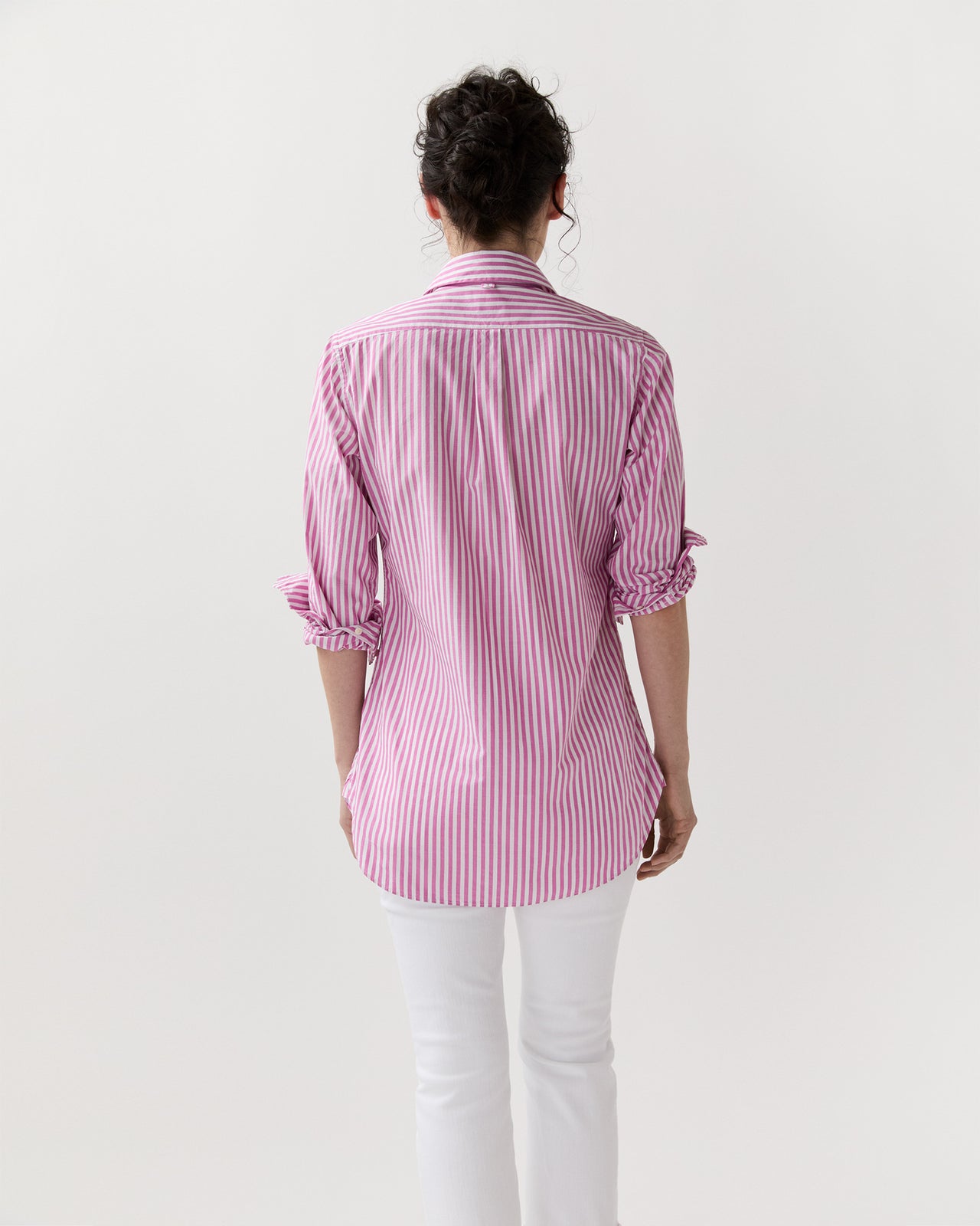 Boyfriend Shirt in Pink/White Stripe Chambray