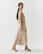 Load image into Gallery viewer, Renee Skirt in Yellow/Flax Ribbon Embroidered Linen
