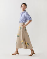 Load image into Gallery viewer, Renee Skirt in Yellow/Flax Ribbon Embroidered Linen
