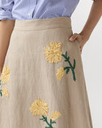 Load image into Gallery viewer, Renee Skirt in Yellow/Flax Ribbon Embroidered Linen
