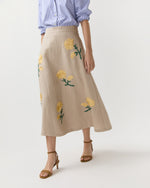 Load image into Gallery viewer, Renee Skirt in Yellow/Flax Ribbon Embroidered Linen

