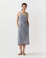 Load image into Gallery viewer, Josie Dress in Navy/Ivory Double Stripe Cotton
