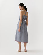 Load image into Gallery viewer, Josie Dress in Navy/Ivory Double Stripe Cotton
