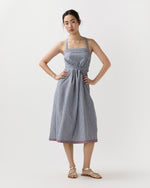 Load image into Gallery viewer, Josie Dress in Navy/Ivory Double Stripe Cotton
