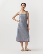 Load image into Gallery viewer, Josie Dress in Navy/Ivory Double Stripe Cotton
