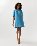Load image into Gallery viewer, Short Paige Dress in Celest Mikado
