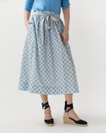 Load image into Gallery viewer, Mathilde Skirt in French Blue/Tangerine Mixed Floral Printed Poplin
