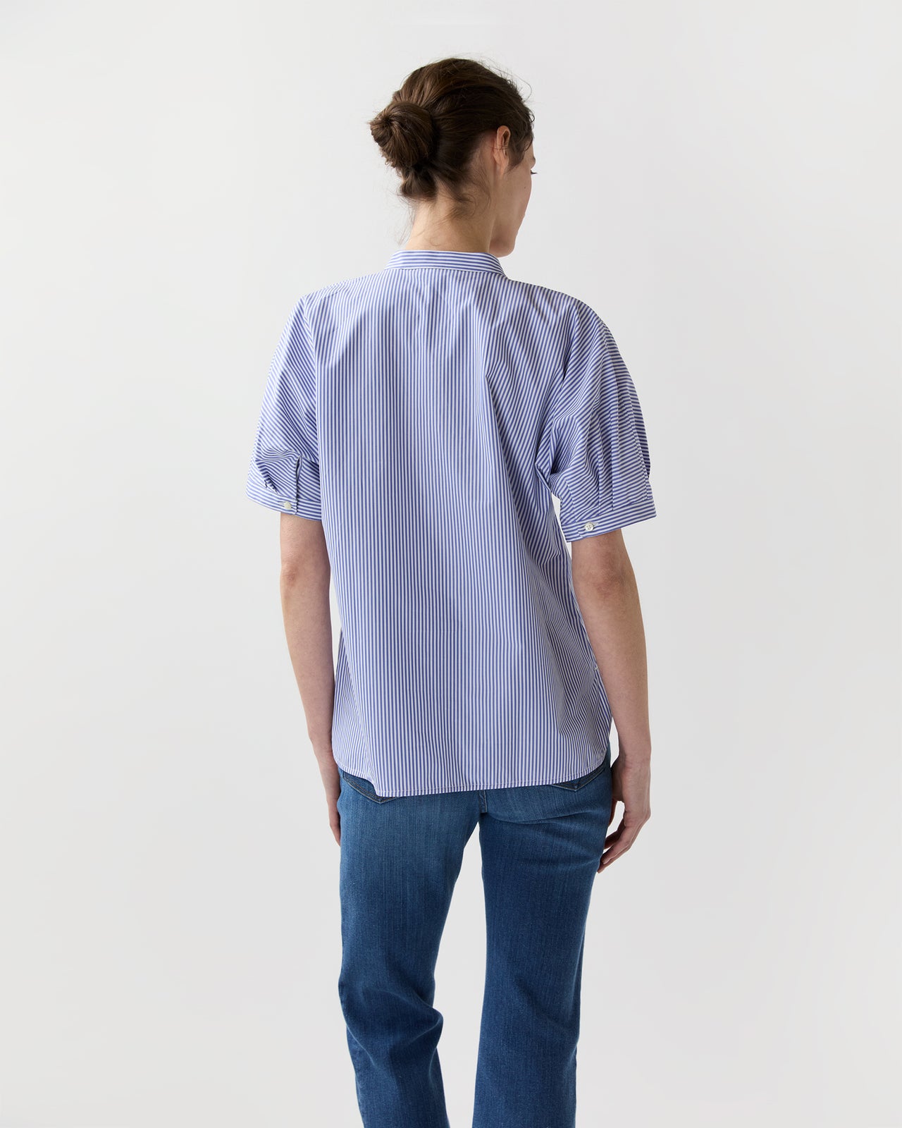 Perry Shirt in Blue Bengal Stripe Poplin