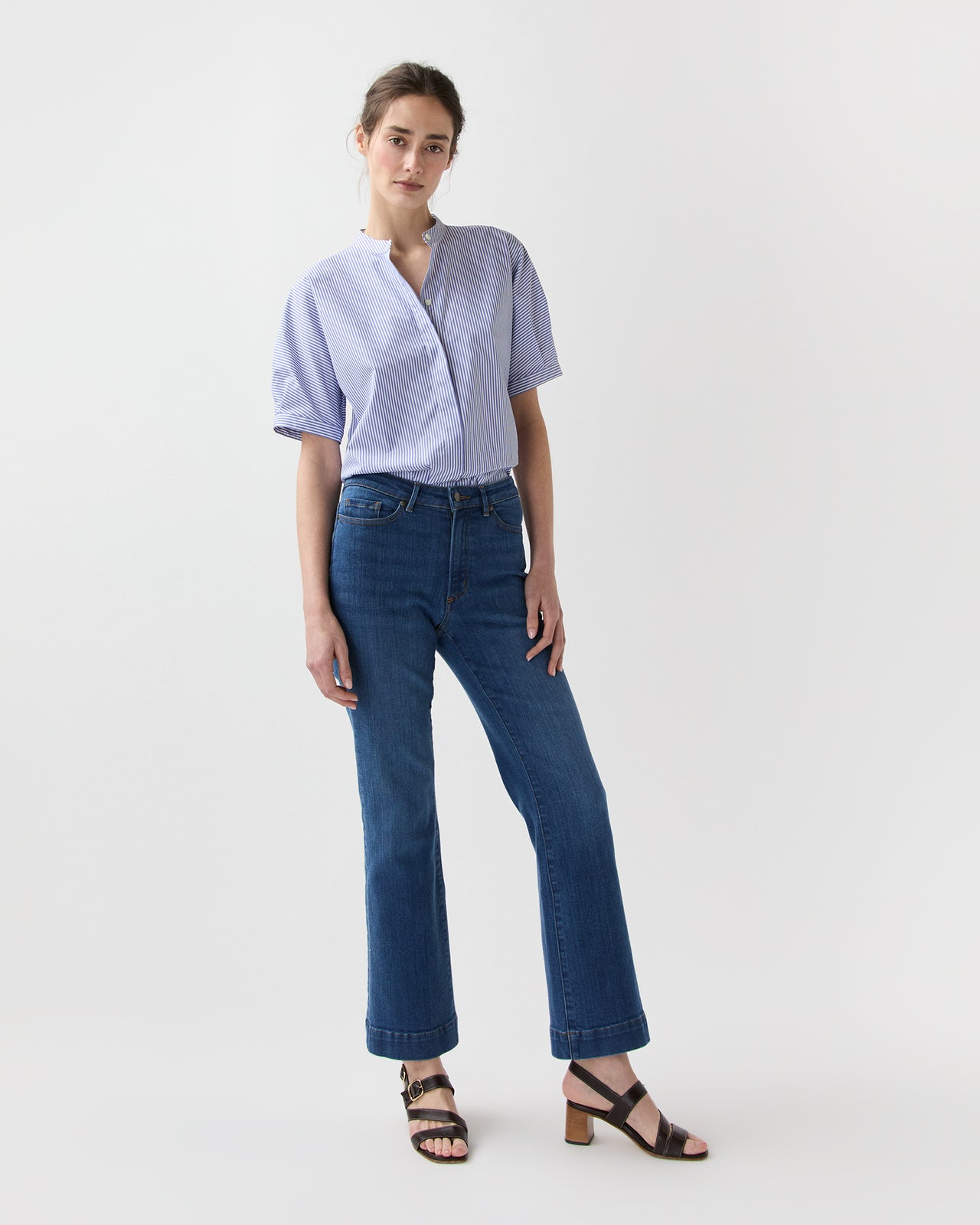 Perry Shirt in Blue Bengal Stripe Poplin