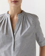 Load image into Gallery viewer, Sage Blouse in Navy/Ivory Graph Check
