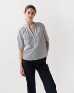 Load image into Gallery viewer, Sage Blouse in Navy/Ivory Graph Check
