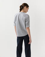Load image into Gallery viewer, Sage Blouse in Navy/Ivory Graph Check
