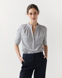 Sage Blouse in Navy/Ivory Graph Check